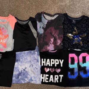 Girl lot of 8 Long Sleeve Tees - Black, Pink, Blue, Purple